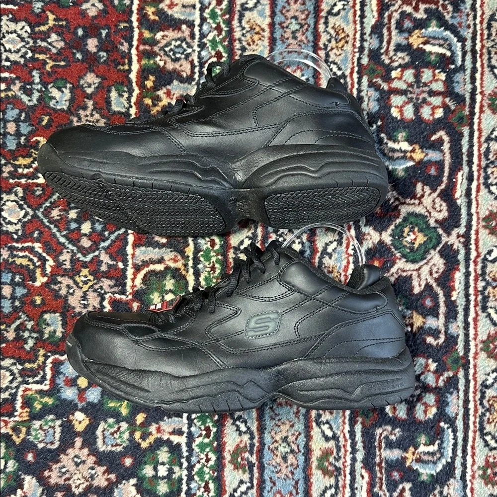 Skechers Keystone Black Leather Steel Toe Work Shoes Slip Resistant Men 9.5 - Picture 8 of 9